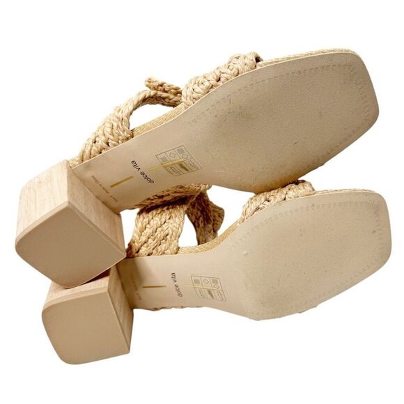 Dolce Vita Women's Zemmie Natural Raffia Low Wooden Block Heel Sandals Size 9 - Picture 7 of 10